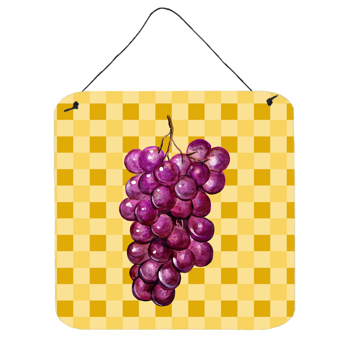 CarolineS Treasures Grapes On Basketweave Metal Print, 6H X 6W, Multicolor