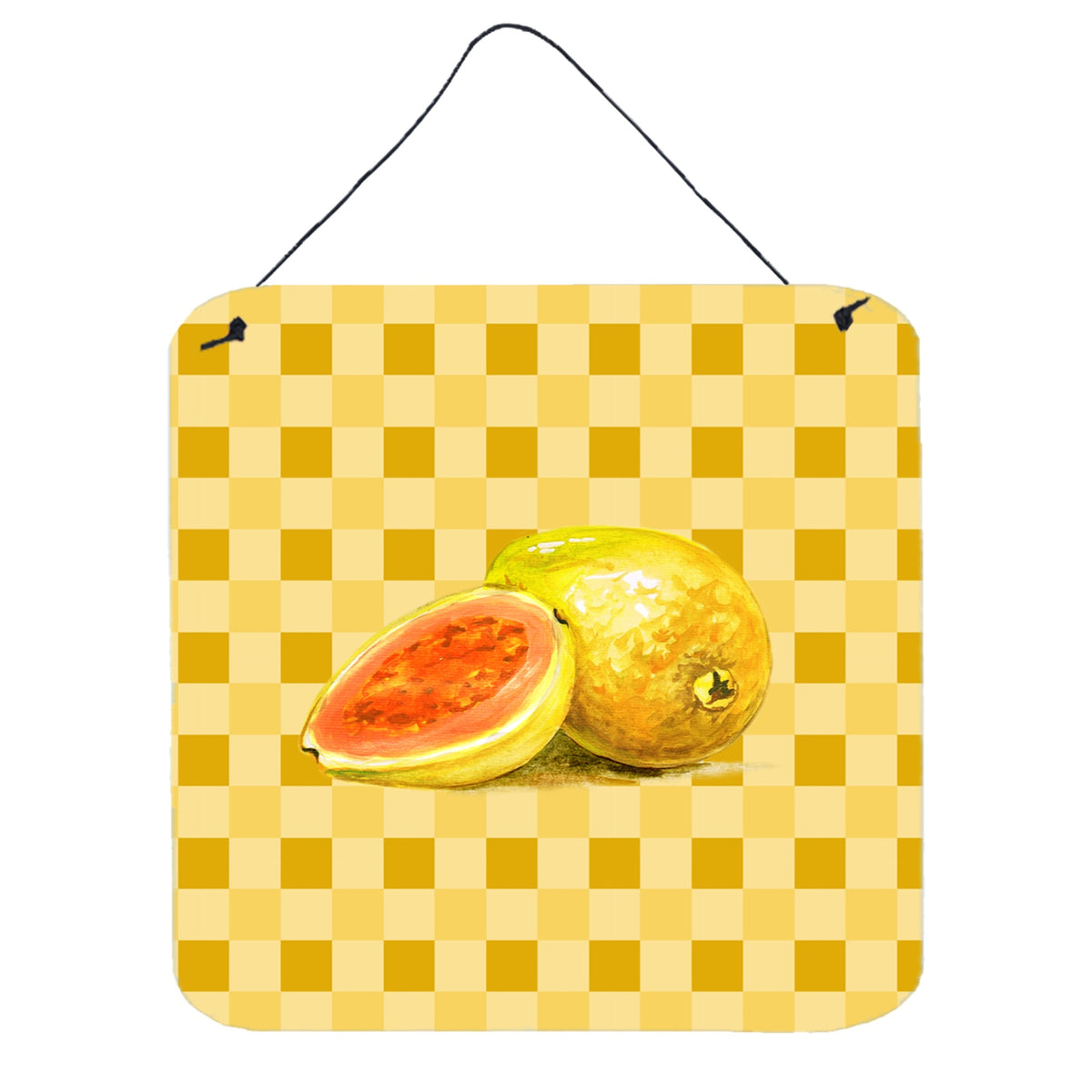 CarolineS Treasures Guava Sliced And Whole On Basketweave Metal Print, 6H X 6W, Multicolor