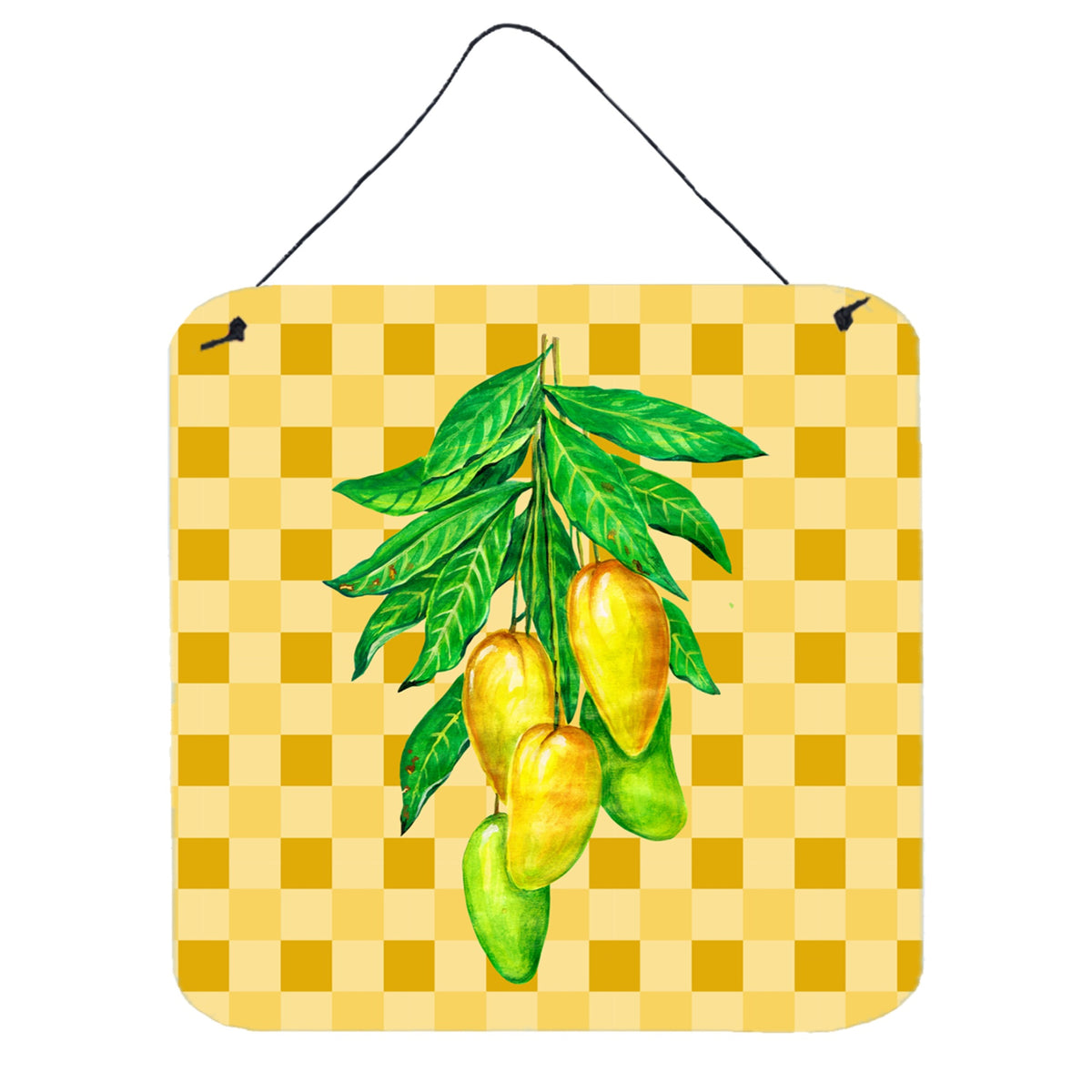 CarolineS Treasures Mangos On Branch On Basketweave Metal Print, 6H X 6W, Multicolor