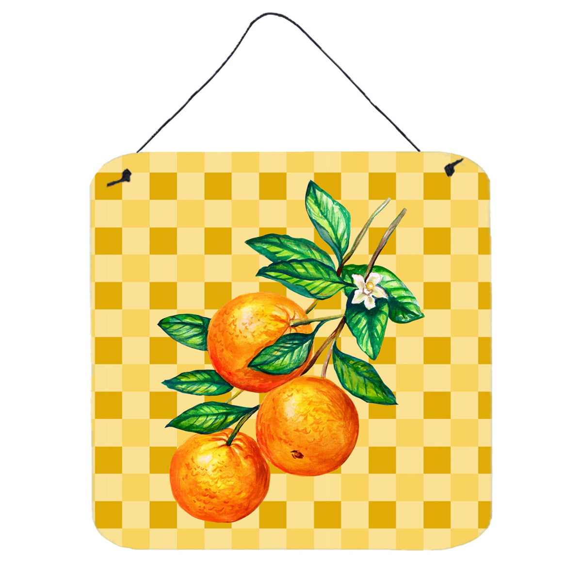 CarolineS Treasures Oranges On Branch On Basketweave Metal Print, 6H X 6W, Multicolor