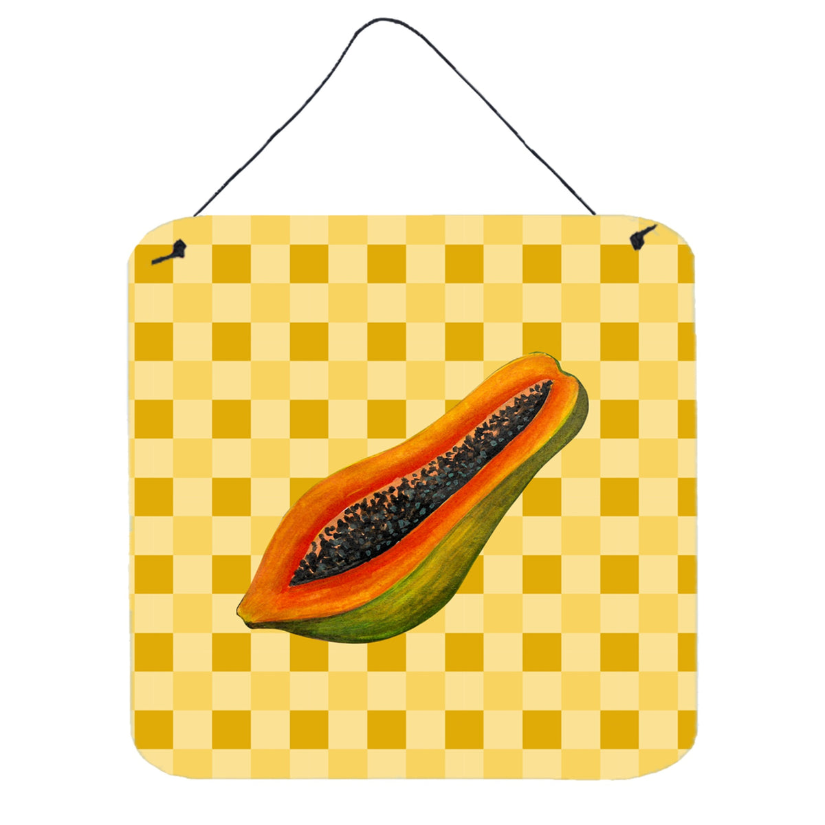 CarolineS Treasures Sliced Papaya On Basketweave Metal Print, 6H X 6W, Multicolor