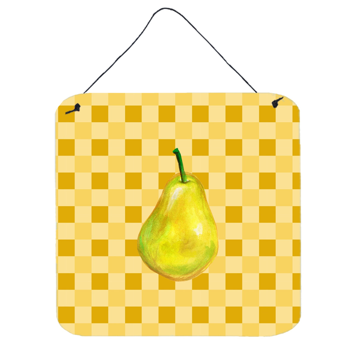 CarolineS Treasures Whole Pear On Basketweave Metal Print, 6H X 6W, Multicolor