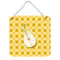 CarolineS Treasures Sliced Pear On Basketweave Metal Print, 6H X 6W, Multicolor