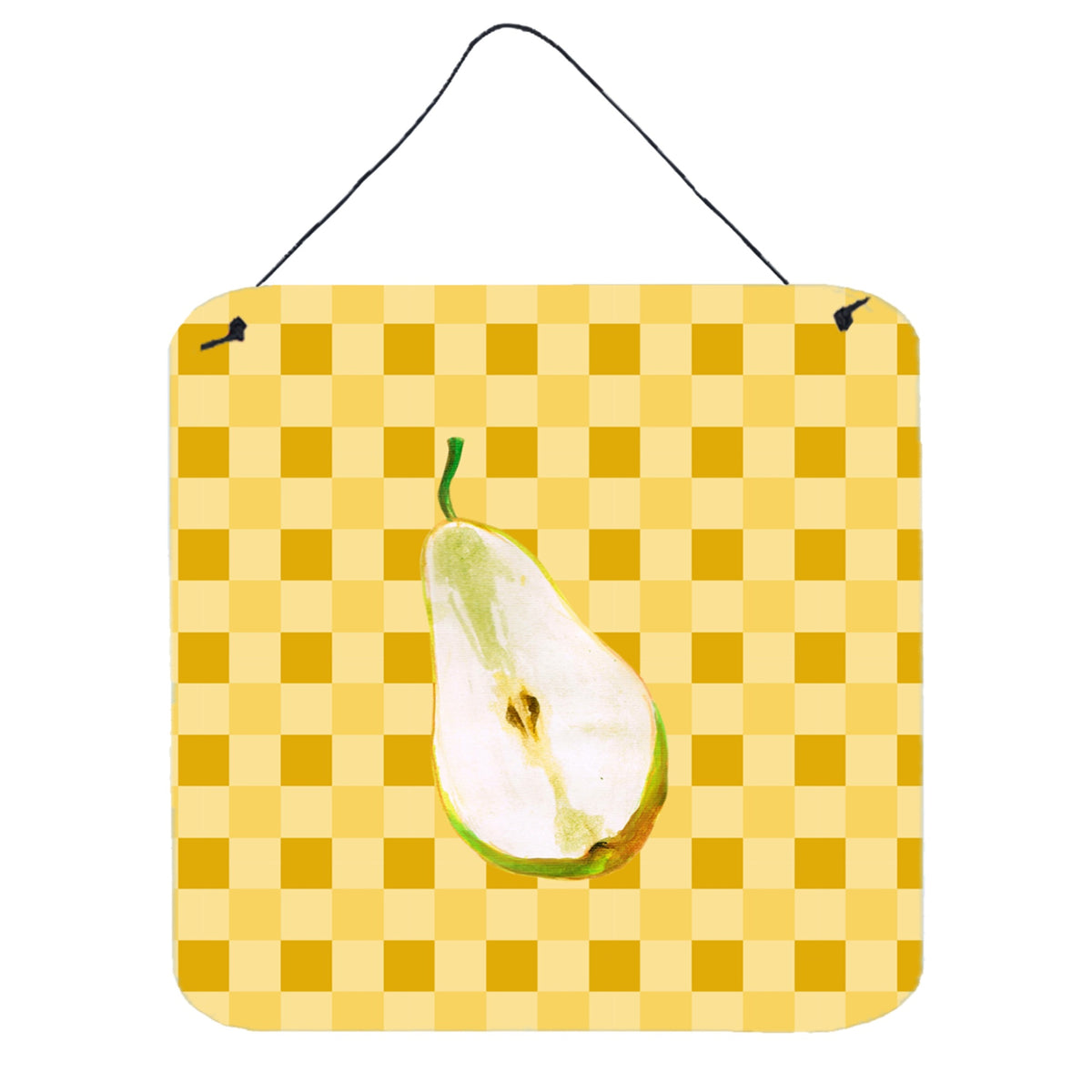 CarolineS Treasures Sliced Pear On Basketweave Metal Print, 6H X 6W, Multicolor