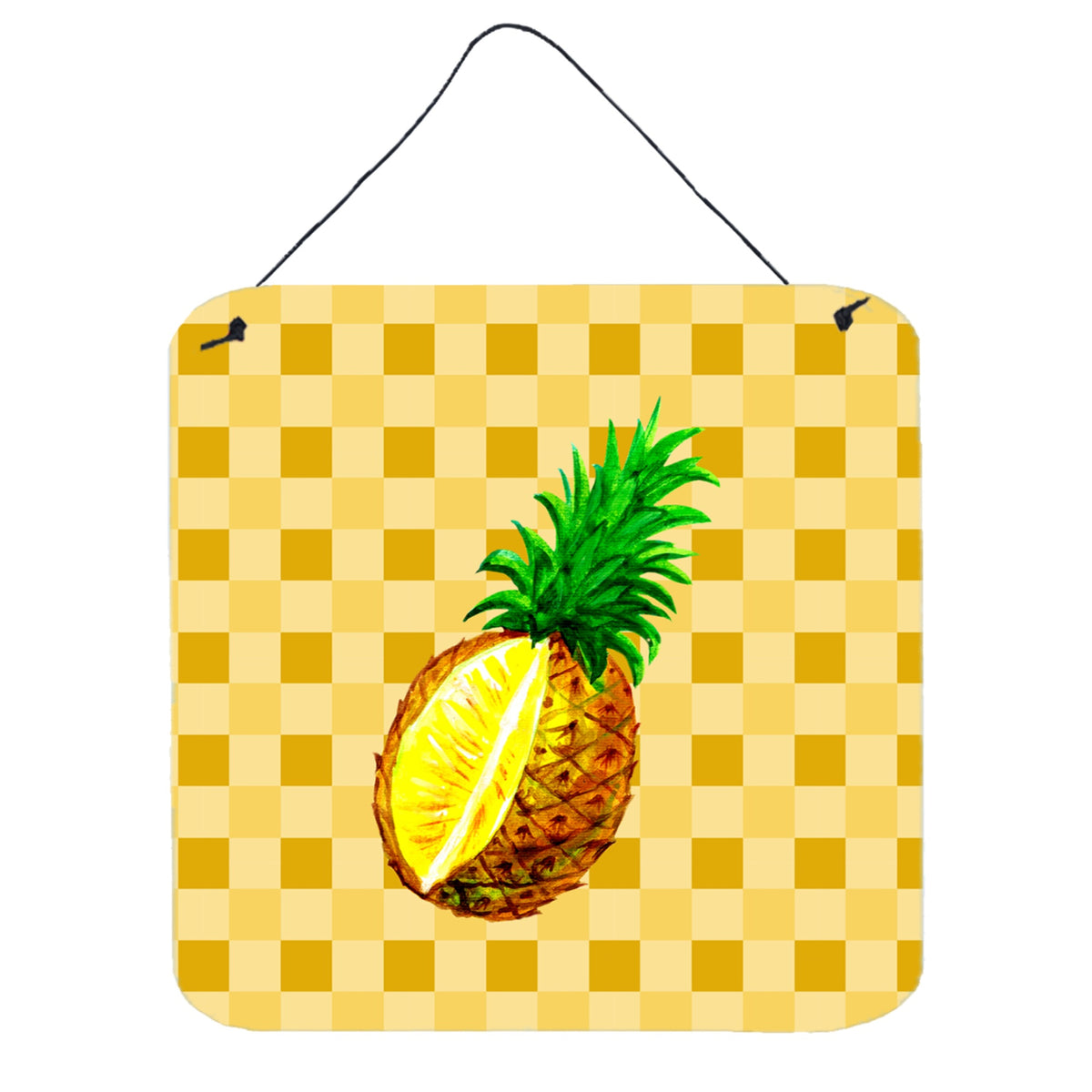 CarolineS Treasures Whole Pineapple Cut On Basketweave Metal Print, 6H X 6W, Multicolor