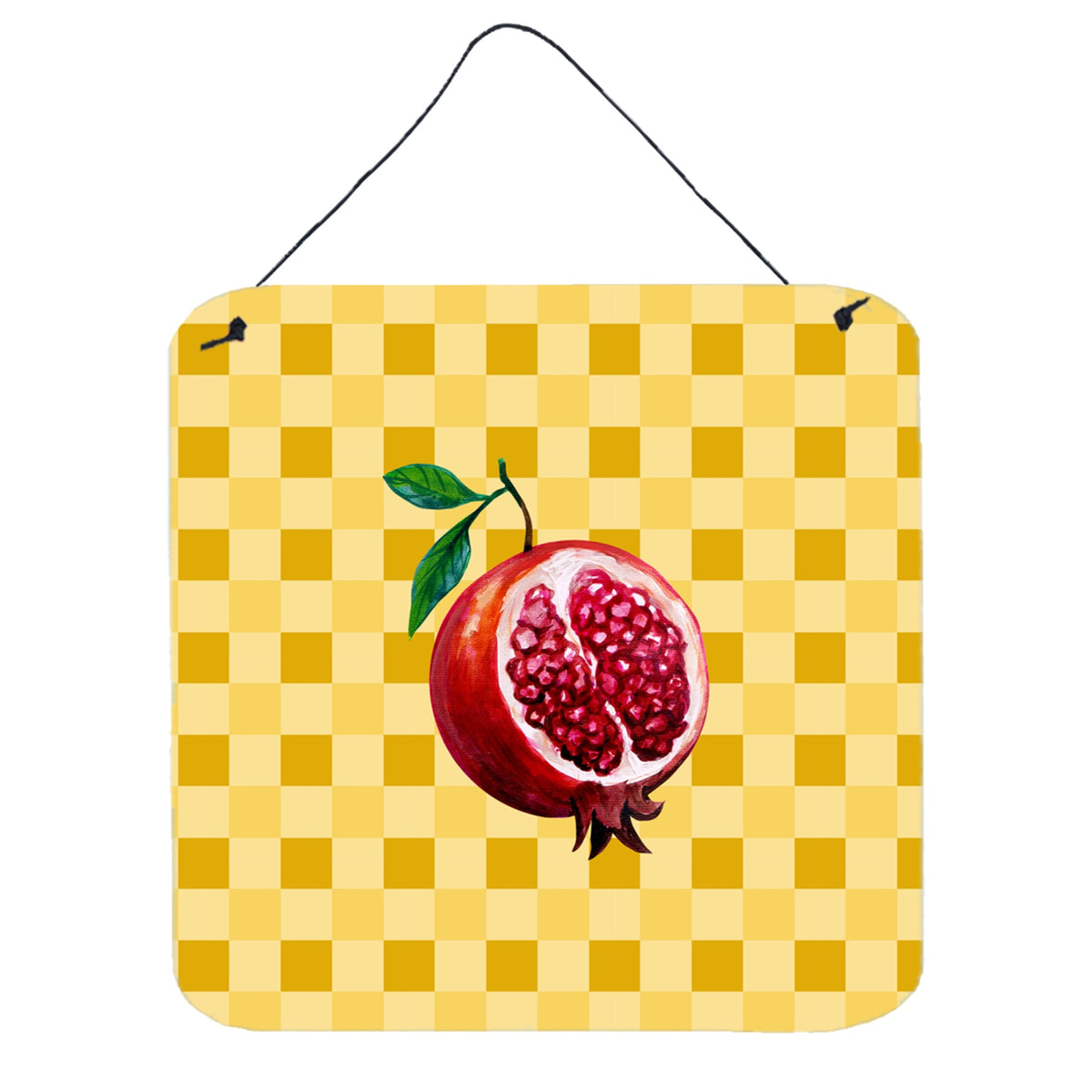 CarolineS Treasures Sliced Pomegranate On Basketweave Metal Print, 6H X 6W, Multicolor