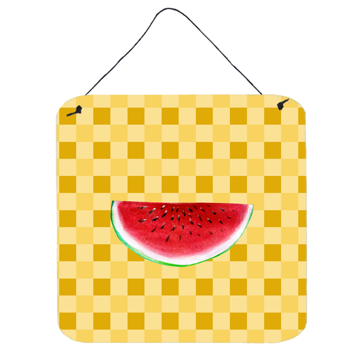 CarolineS Treasures Sliced Watermelon On Basketweave Metal Print, 6H X 6W, Multicolor