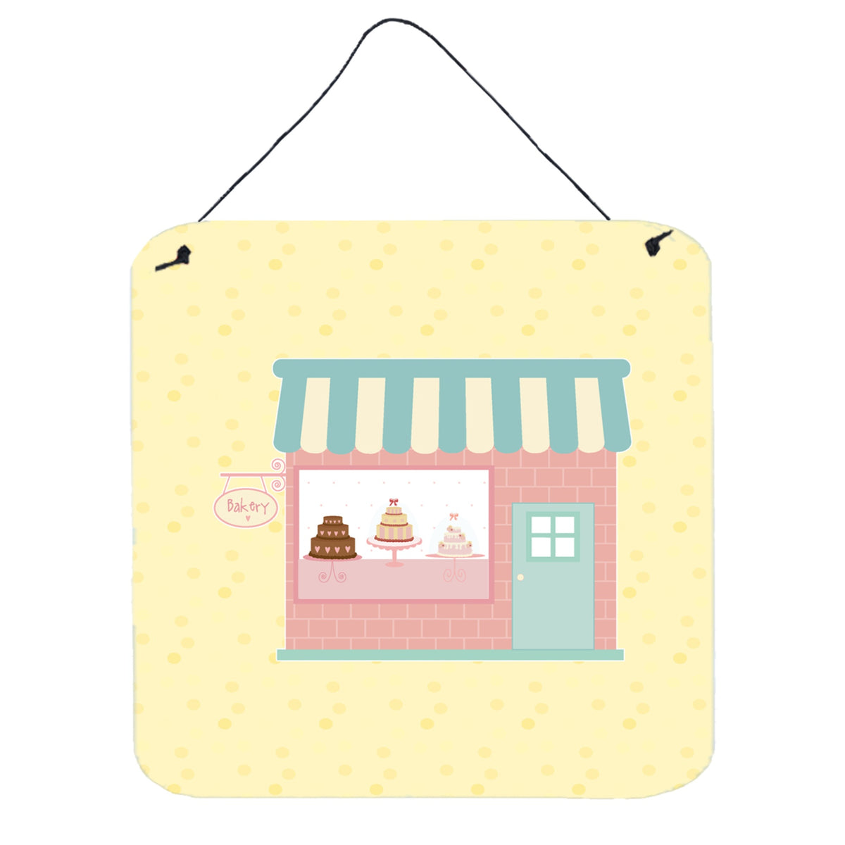 CarolineS Treasures Bake Shoppe On Yellow Metal Print, 6H X 6W, Multicolor