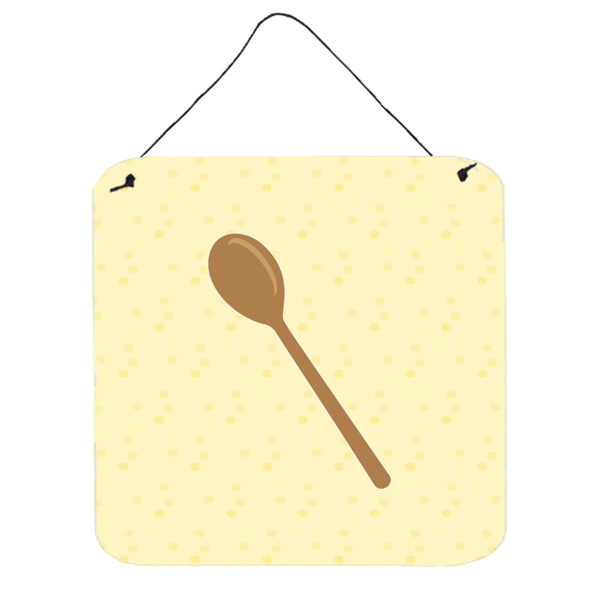 CarolineS Treasures Wooden Spoon On Yellow Metal Print, 6H X 6W, Multicolor