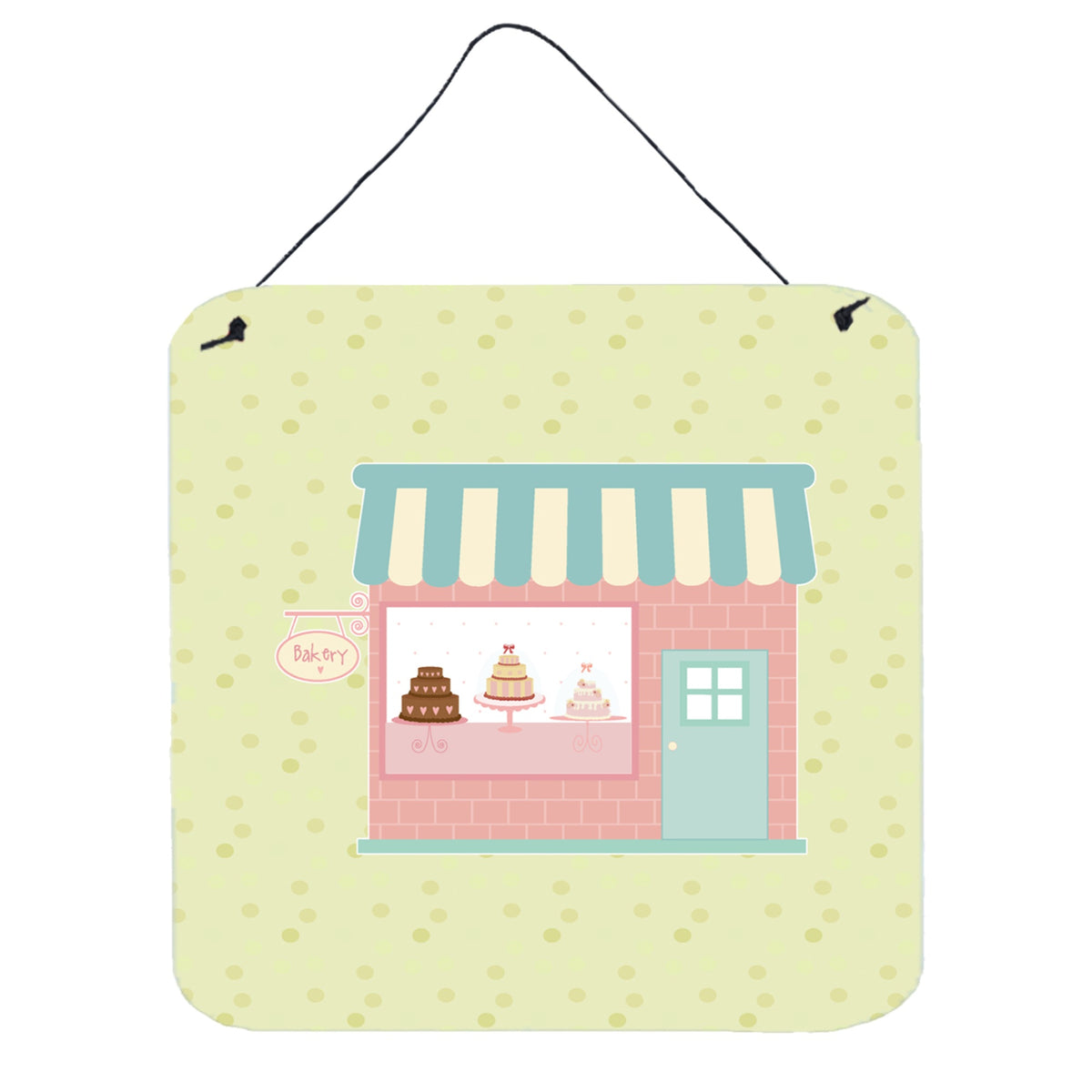 CarolineS Treasures Bake Shoppe On Green Metal Print, 6H X 6W, Multicolor