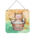 CarolineS Treasures Owl Bathing Watercolor Metal Print, 6 Inch  Inch H X 6 Inch  Inch W, Multicolor