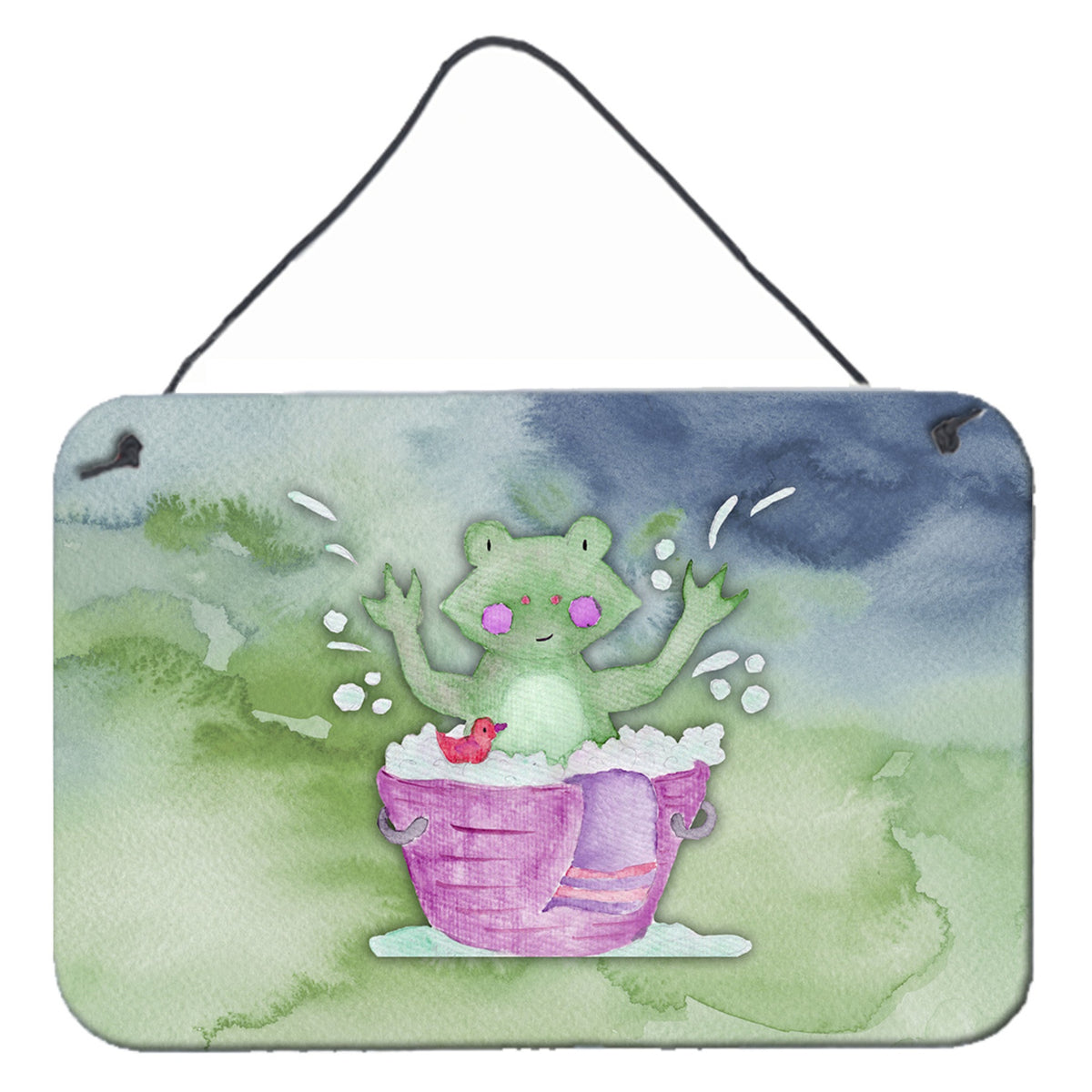 CarolineS Treasures Frog Bathing Watercolor Metal Print, 8 Inch  Inch H X 12 Inch  Inch W, Multicolor