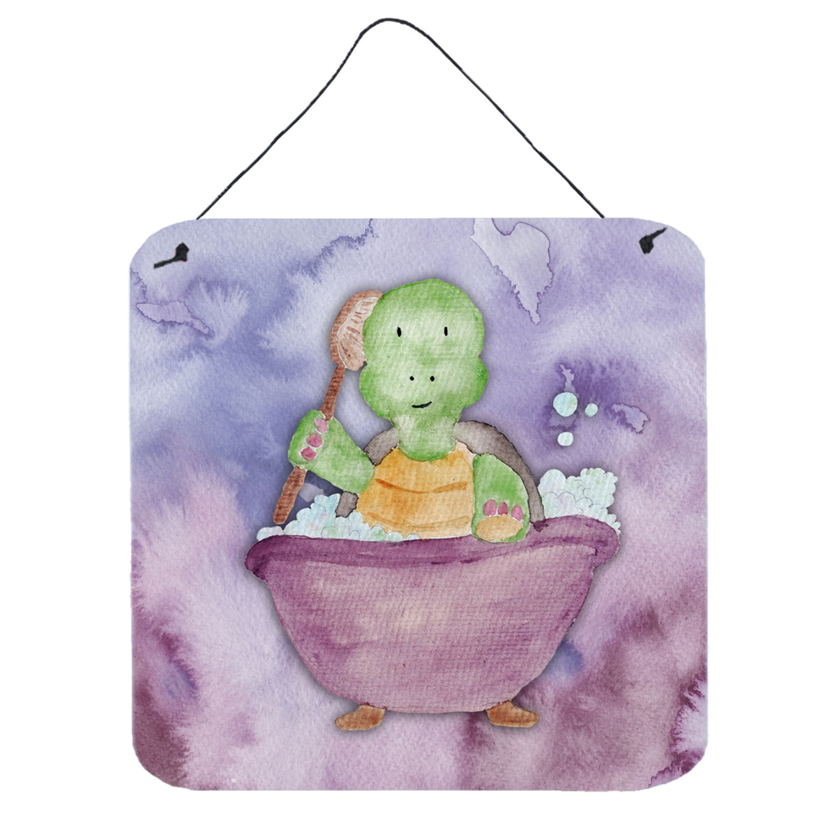 CarolineS Treasures Turtle Bathing Watercolor Metal Print, 6 Inch  Inch H X 6 Inch  Inch W, Multicolor