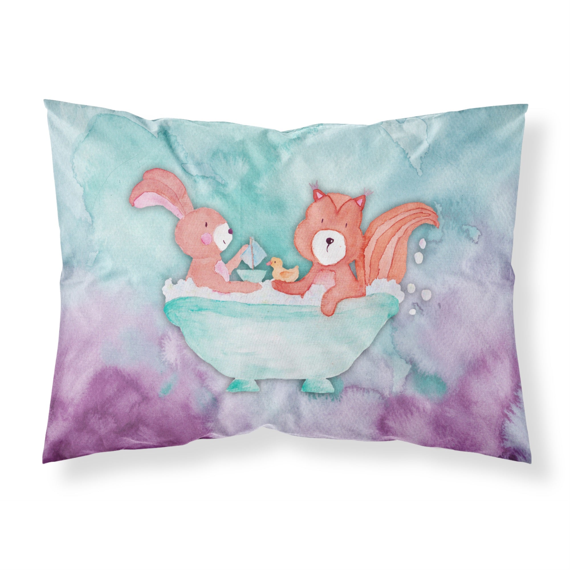 'Caroline'S Treasures Rabbit And Squirrel Bathing Watercolor Pillowcase, Standard, Multicolor'