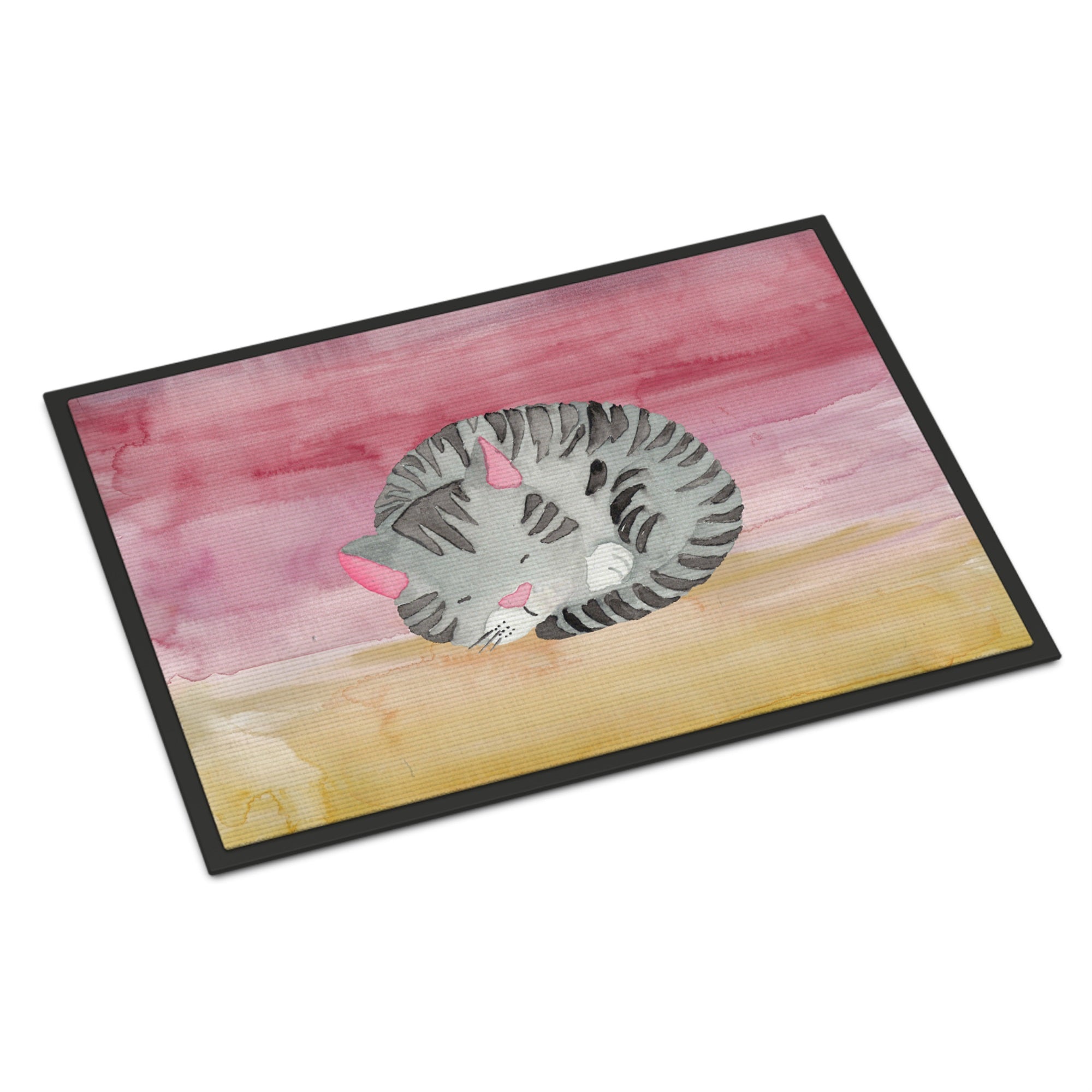'Caroline'S Treasures Sleeping Grey Cat Watercolor Doormat, 18''H X 27''W, Multicolor'