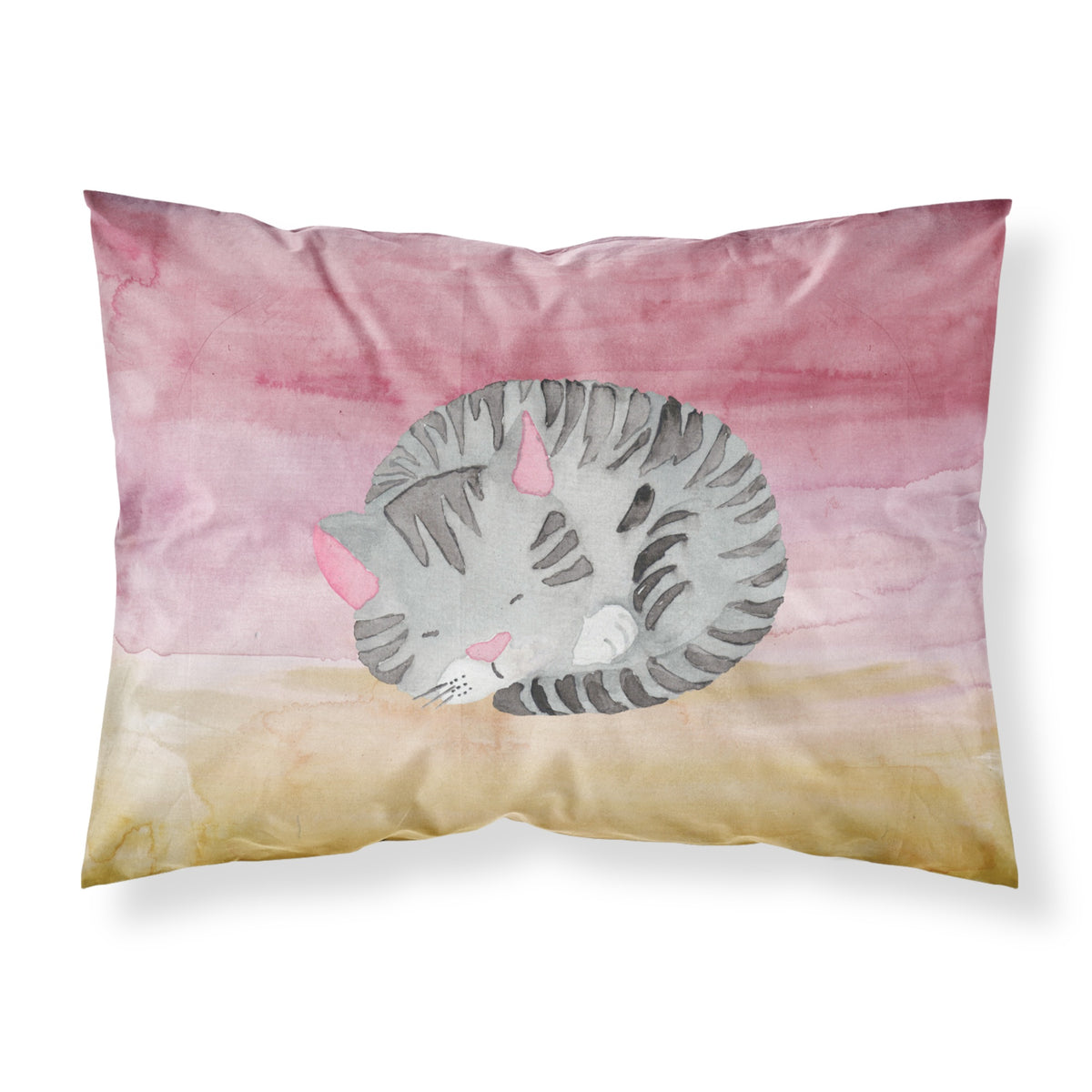 'Caroline'S Treasures ''Sleeping Grey Cat Watercolor'' Printed, Polyester Envelope Closure Pillowcase, Standard, Multicolor