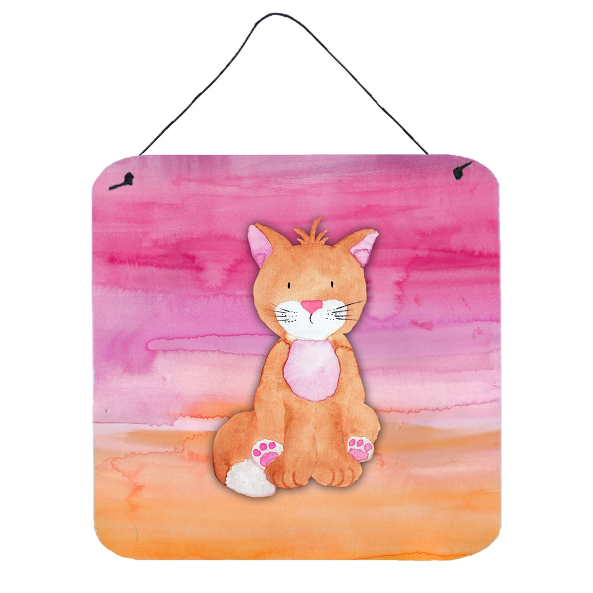 CarolineS Treasures Orange Cat Watercolor Metal Print, 6 Inch  Inch H X 6 Inch  Inch W, Multicolor