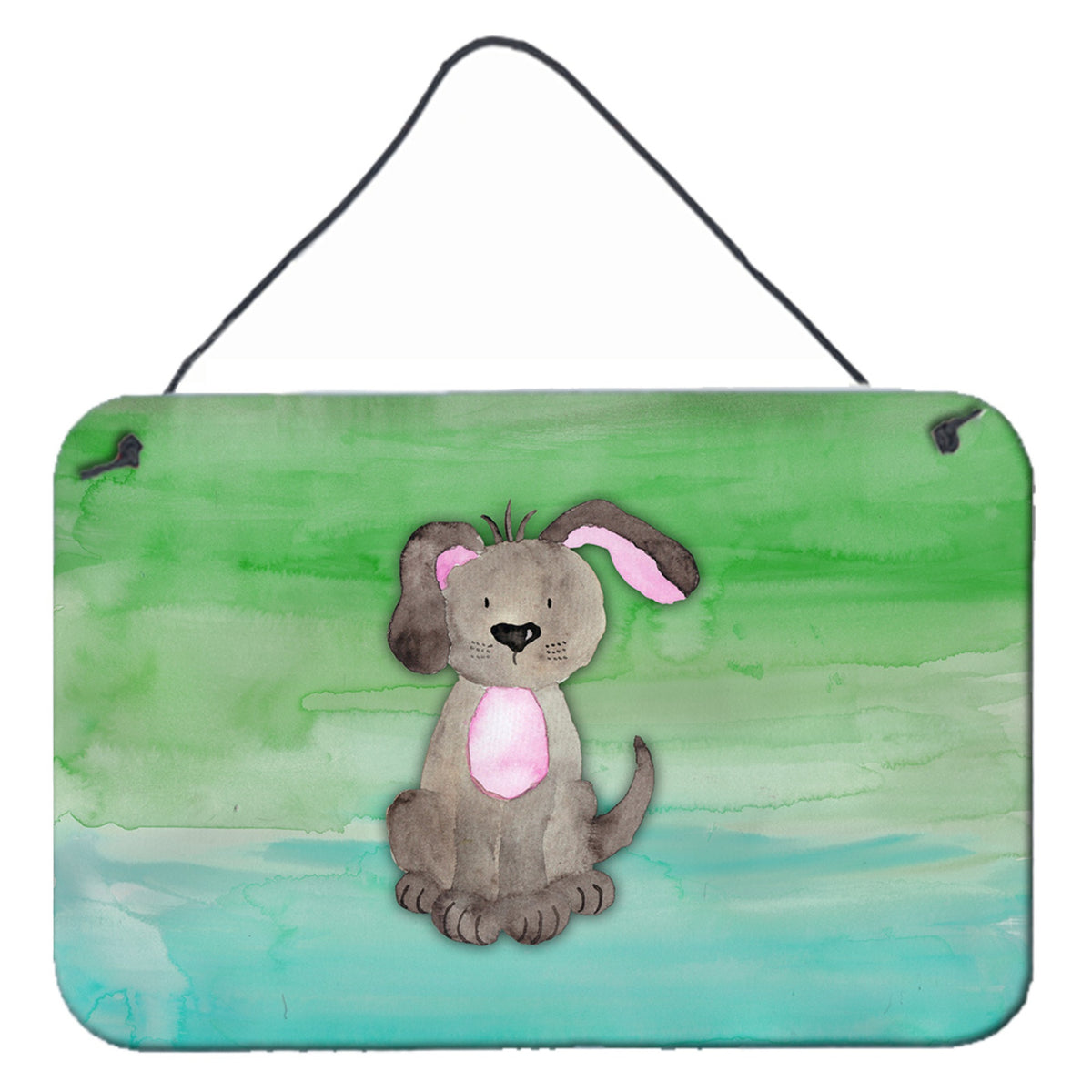 CarolineS Treasures Dog Teal And Green Watercolor Metal Print, 8 Inch  Inch H X 12 Inch  Inch W, Multicolor