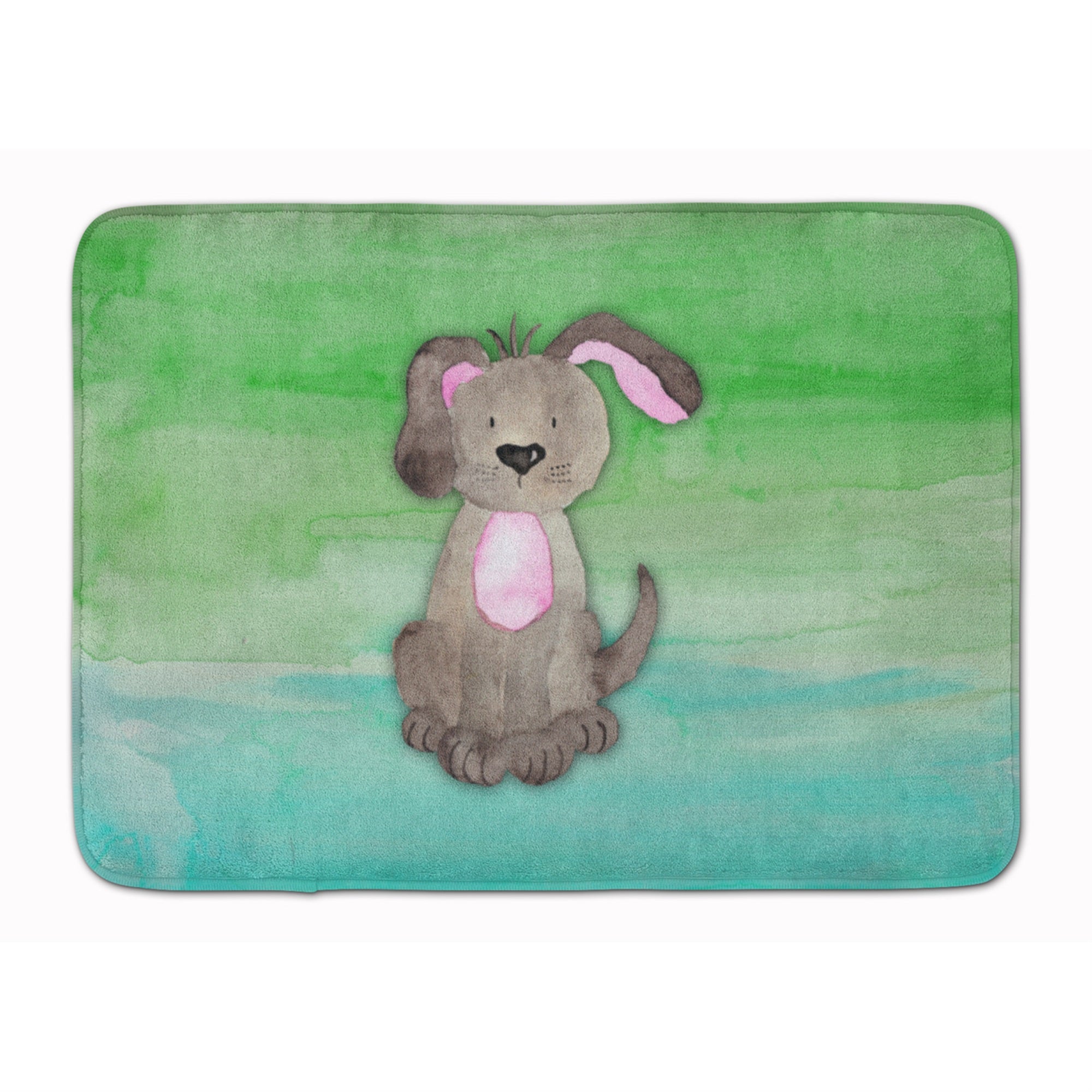 Carolines Treasures Dog Teal and Green Watercolor Floor Mat, 19H x 27W, Multicolor