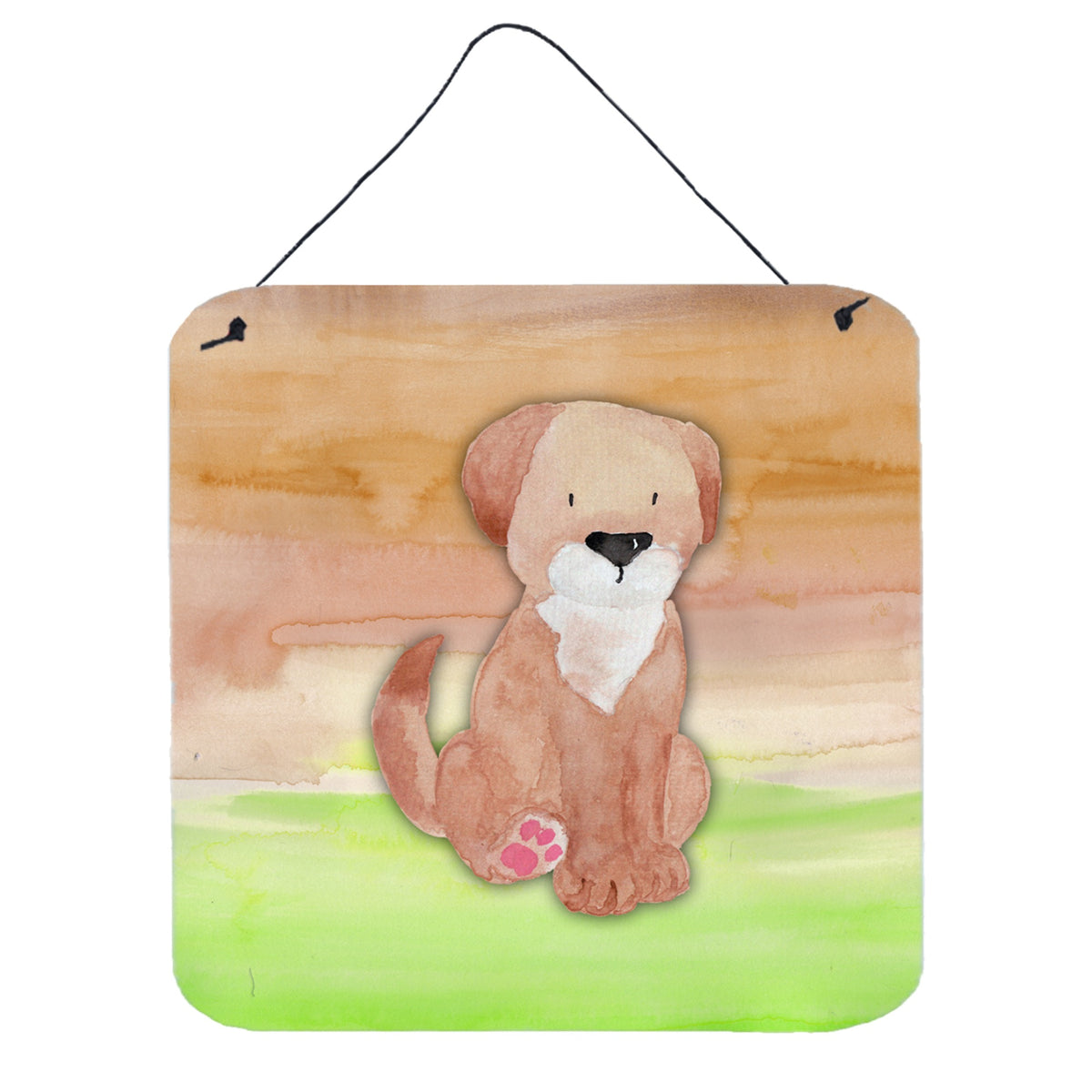 CarolineS Treasures Dog Green And Brown Watercolor Metal Print, 6 Inch  Inch H X 6 Inch  Inch W, Multicolor