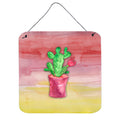CarolineS Treasures Flowering Cactus Watercolor Metal Print, 6 Inch  Inch H X 6 Inch  Inch W, Multicolor