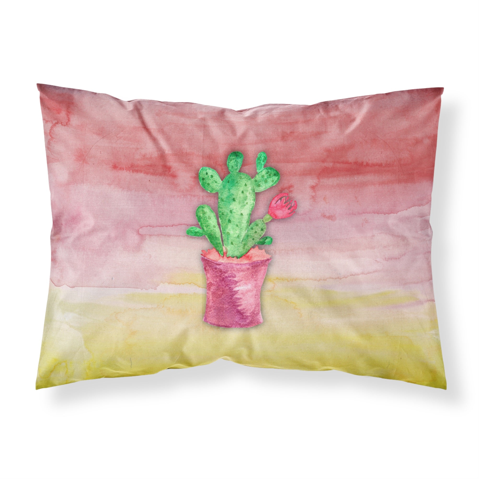 'Caroline'S Treasures Flowering Cactus Watercolor Printed, Polyester, 250 Thread Count, Envelope Closure Pillowcase, Standard,