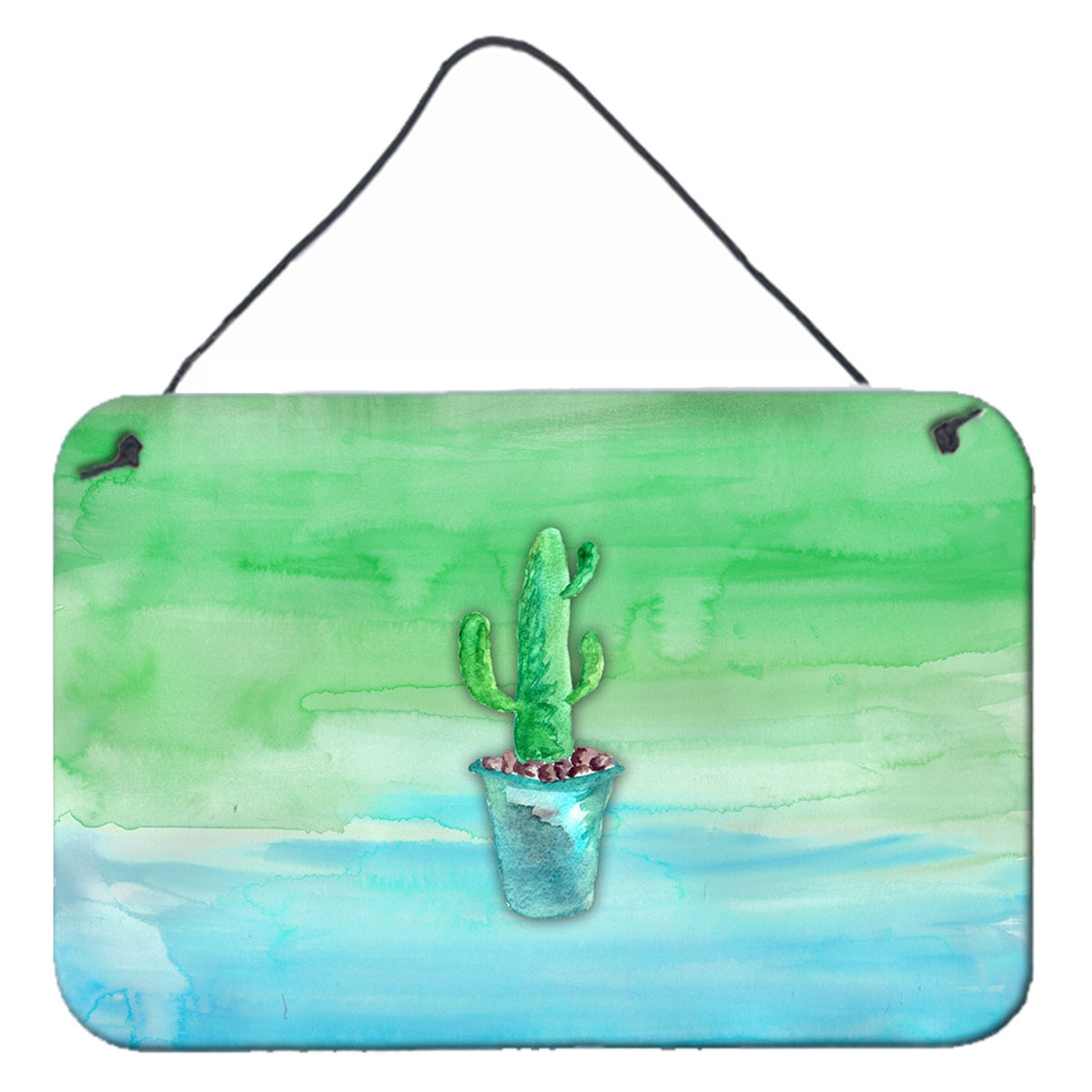 CarolineS Treasures Cactus Teal And Green Watercolor Metal Print, 8 Inch  Inch H X 12 Inch  Inch W, Multicolor
