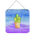 CarolineS Treasures Cactus Blue And Purple Watercolor Metal Print, 6 Inch  Inch H X 6 Inch  Inch W, Multicolor