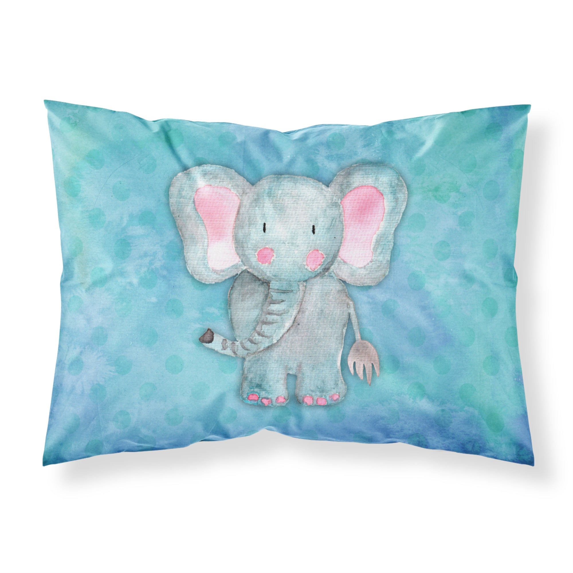 'Caroline'S Treasures Blue Elephant Watercolor Printed, Polyester, 250 Thread Count, Envelope Closure Pillowcase, Multicolor'