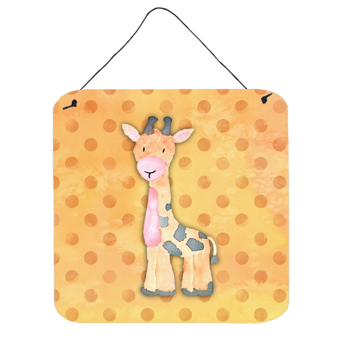 CarolineS Treasures Polkadot Griaffe Watercolor Metal Print, 6 Inch  Inch H X 6 Inch  Inch W, Multicolor