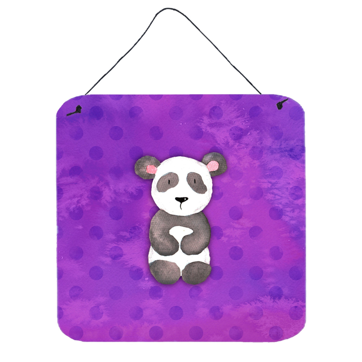 CarolineS Treasures Polkadot Panda Bear Watercolor Metal Print, 6 Inch  Inch H X 6 Inch  Inch W, Multicolor