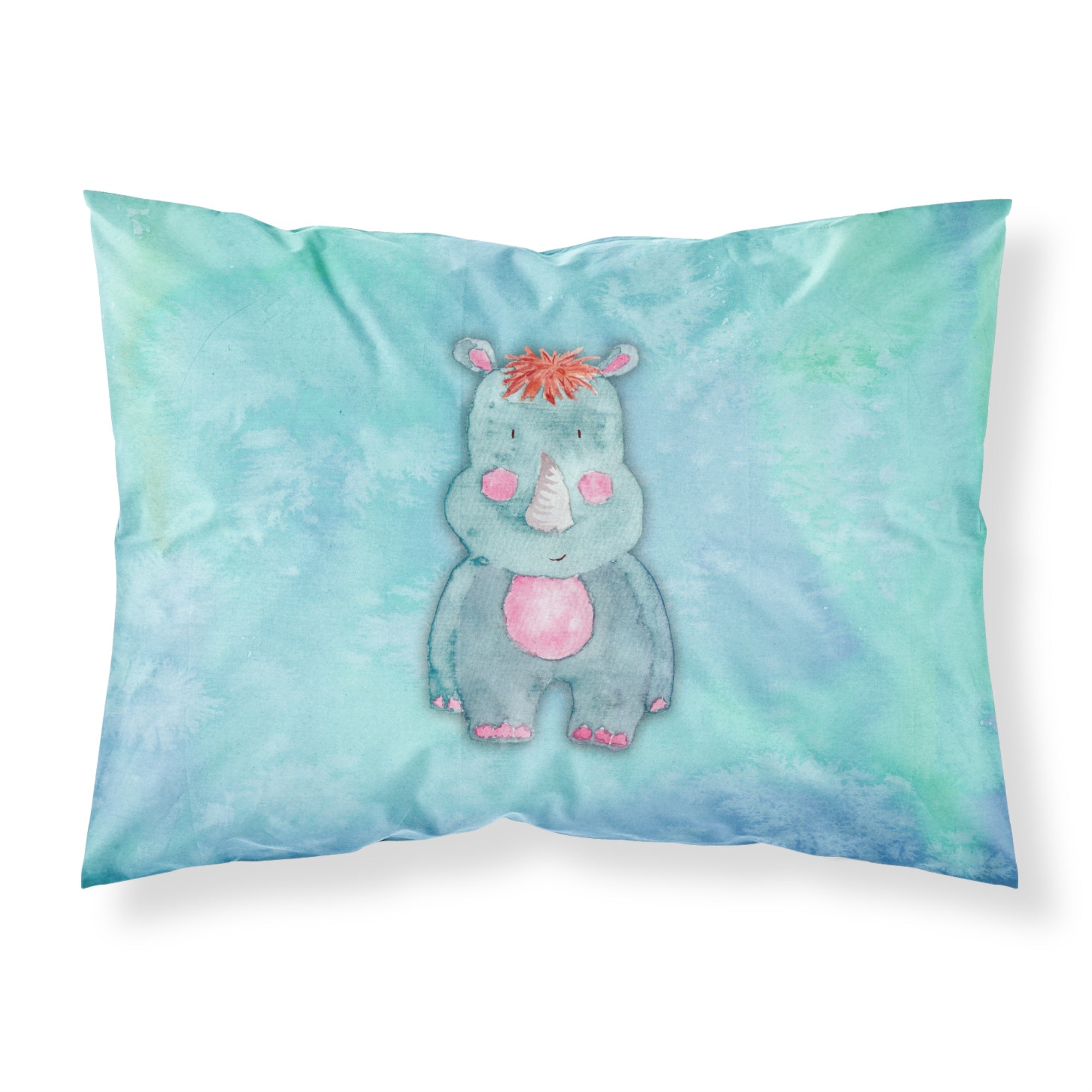 'Caroline'S Treasures Rhinoceros Watercolor Printed, Polyester, 250 Thread Count, Envelope Closure Pillowcase, Standard, Multic
