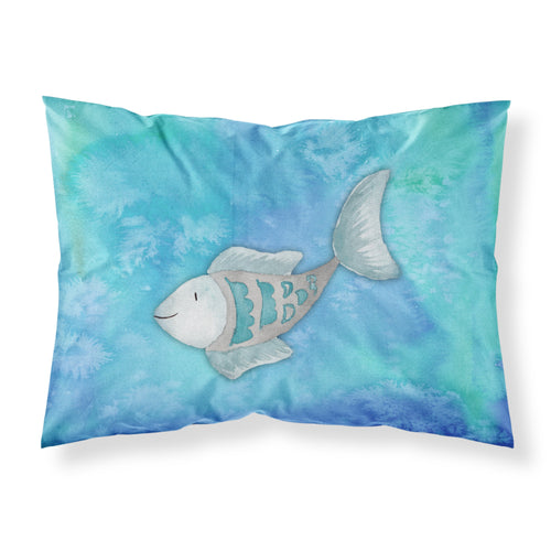 'Caroline'S Treasures Blue Fish Watercolor Printed, Polyester, 250 Thread Count, Envelope Closure Pillowcase, Standard, Multico