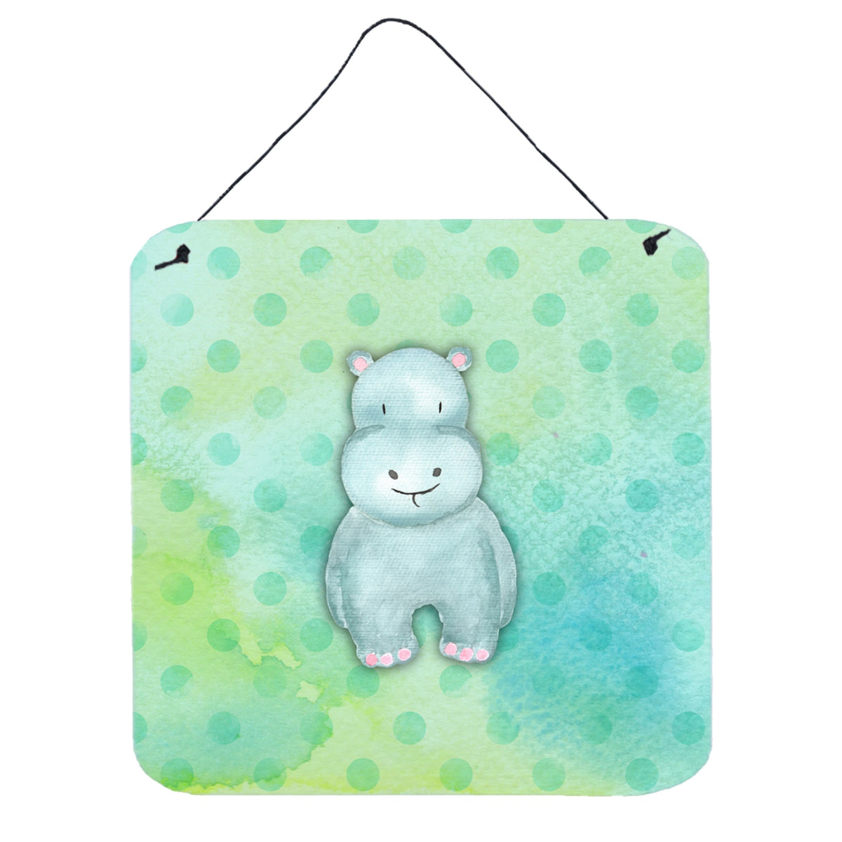 CarolineS Treasures Polkadot Hippopotamus Watercolor Metal Print, 6 Inch  Inch H X 6 Inch  Inch W, Multicolor