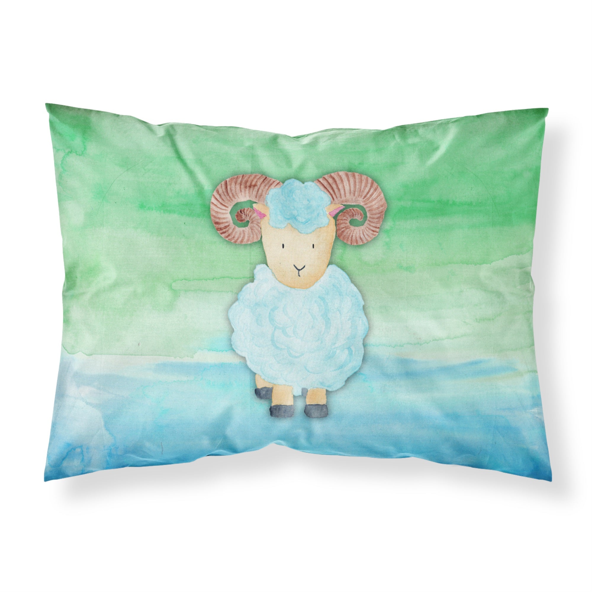 'Caroline'S Treasures Ram Sheep Watercolor Printed, Polyester, 250 Thread Count, Envelope Closure Pillowcase, Standard, Multico