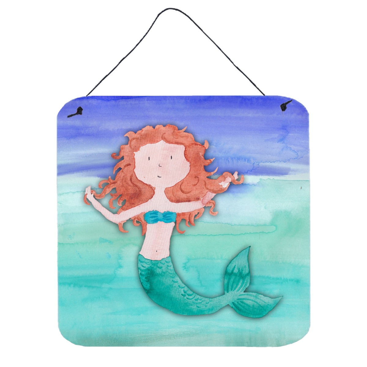 CarolineS Treasures Ginger Mermaid Watercolor Metal Print, 6 Inch  Inch  X 6 Inch  Inch , Multicolor
