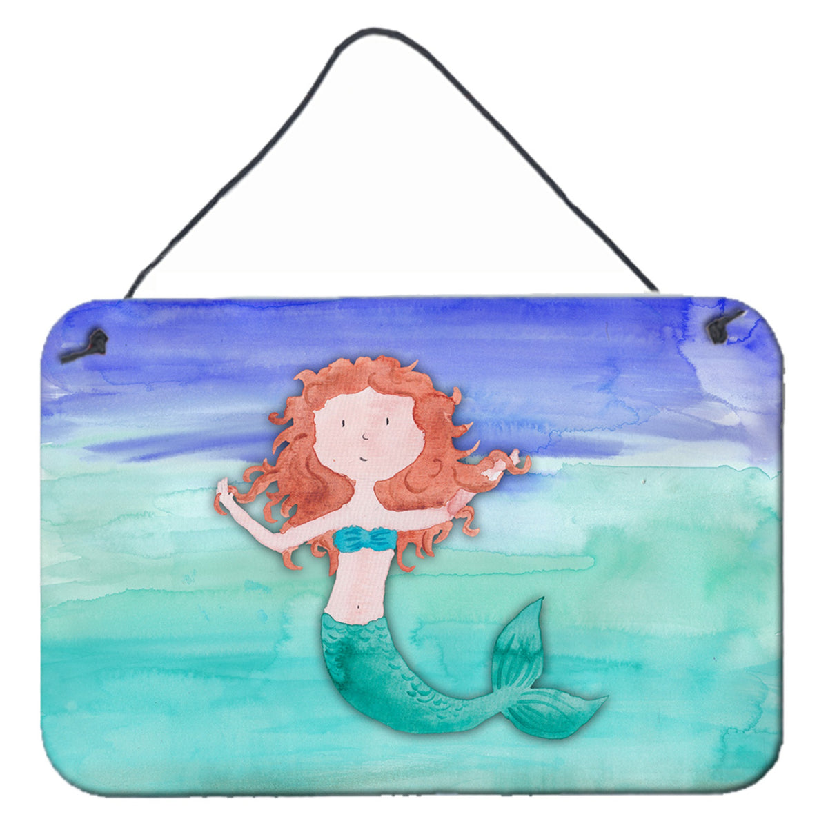 CarolineS Treasures Ginger Mermaid Watercolor Metal Print, 8 Inch  Inch  X 12 Inch  Inch , Multicolor