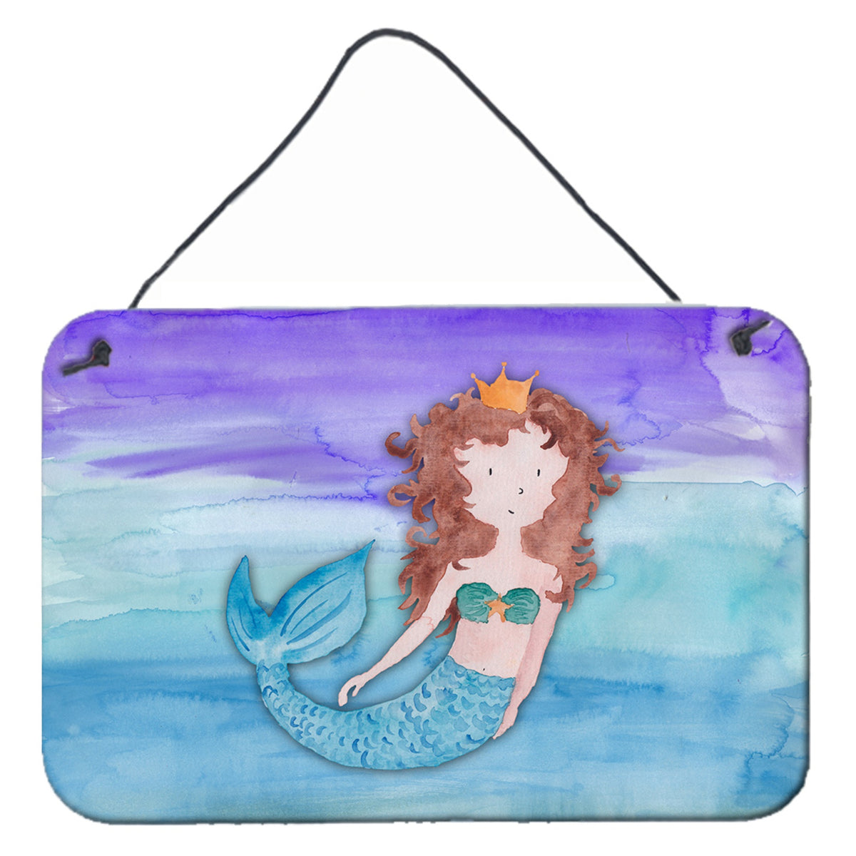 CarolineS Treasures Brunette Mermaid Watercolor Metal Print, 8 Inch  Inch  X 12 Inch  Inch , Multicolor