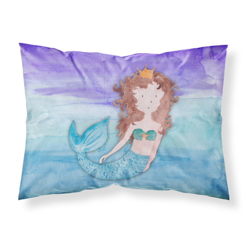 'Caroline'S Treasures ''Brunette Mermaid Watercolor'' Printed, Polyester Envelope Closure Pillowcase, Standard, Multicolor'