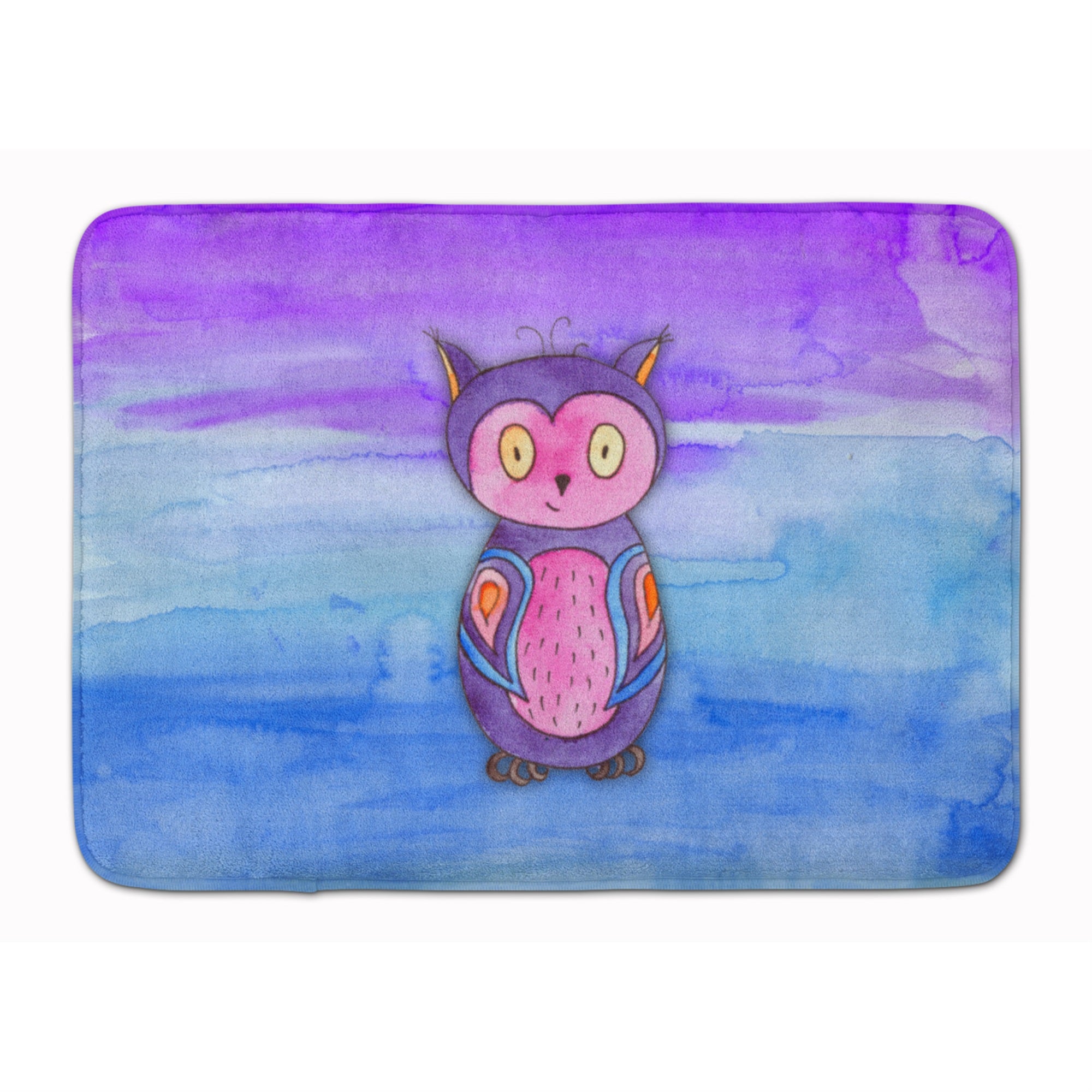Carolines Treasures Pink and Purple Owl Watercolor Floor Mat, 19 x 27, Multicolor
