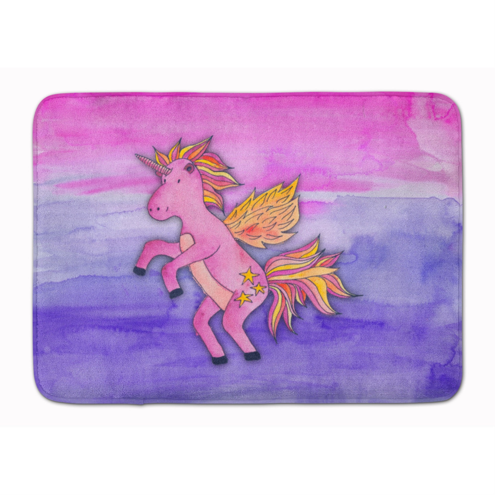 Carolines Treasures Pink Unicorn Watercolor Floor Mat, 19 x 27, Multicolor