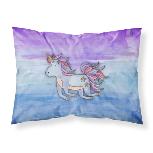 'Caroline'S Treasures Blue Unicorn Watercolor Printed, Polyester, 250 Thread Count, Envelope Closure Pillowcase, Standard, Mult