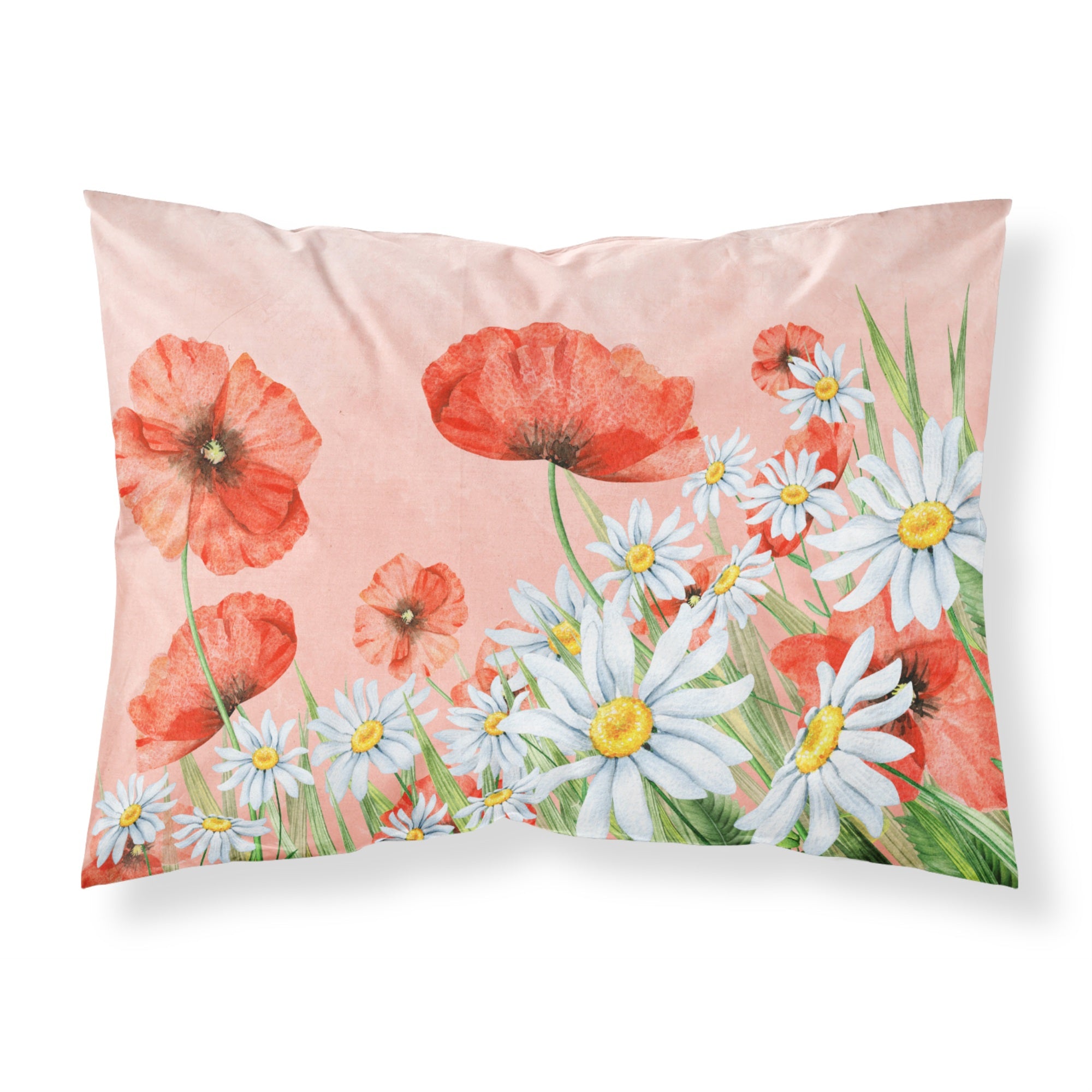Poppies And Chamomiles Fabric Standard Pillowcase