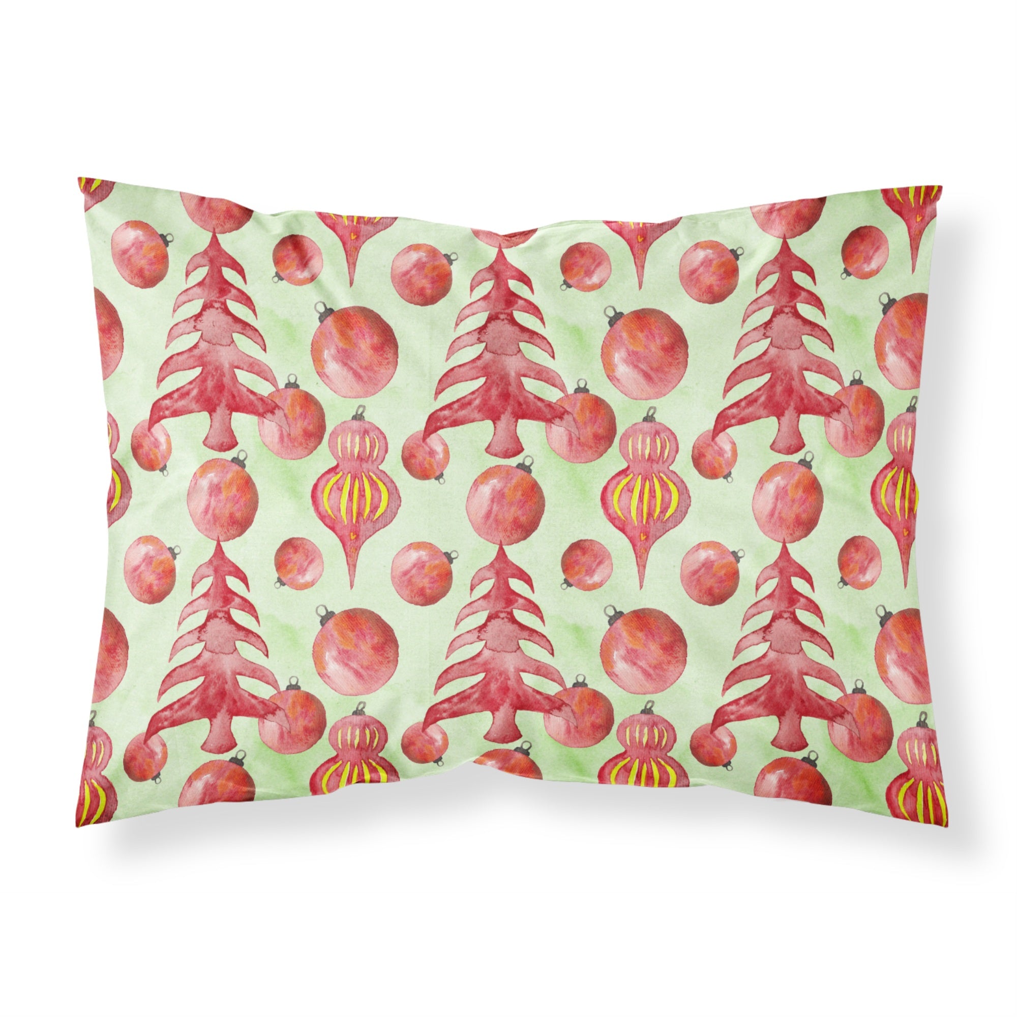 'Caroline'S Treasures Red Christmas Tree And Ornaments Pillowcase, Standard, Multicolor'