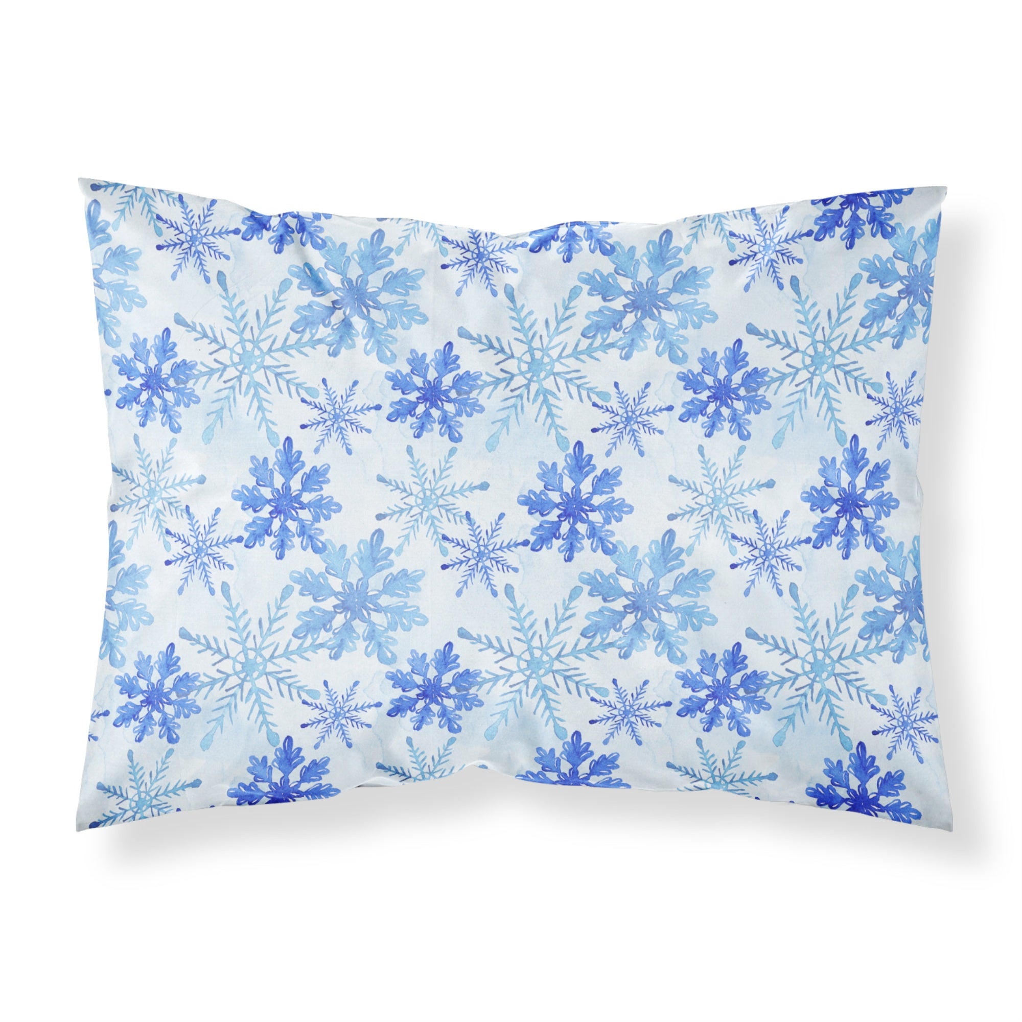 'Caroline'S Treasures ''Blue Snowflakes Watercolor'' Printed, Polyester Envelope Closure Pillowcase, Standard, Multicolor'