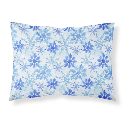 'Caroline'S Treasures ''Blue Snowflakes Watercolor'' Printed, Polyester Envelope Closure Pillowcase, Standard, Multicolor'