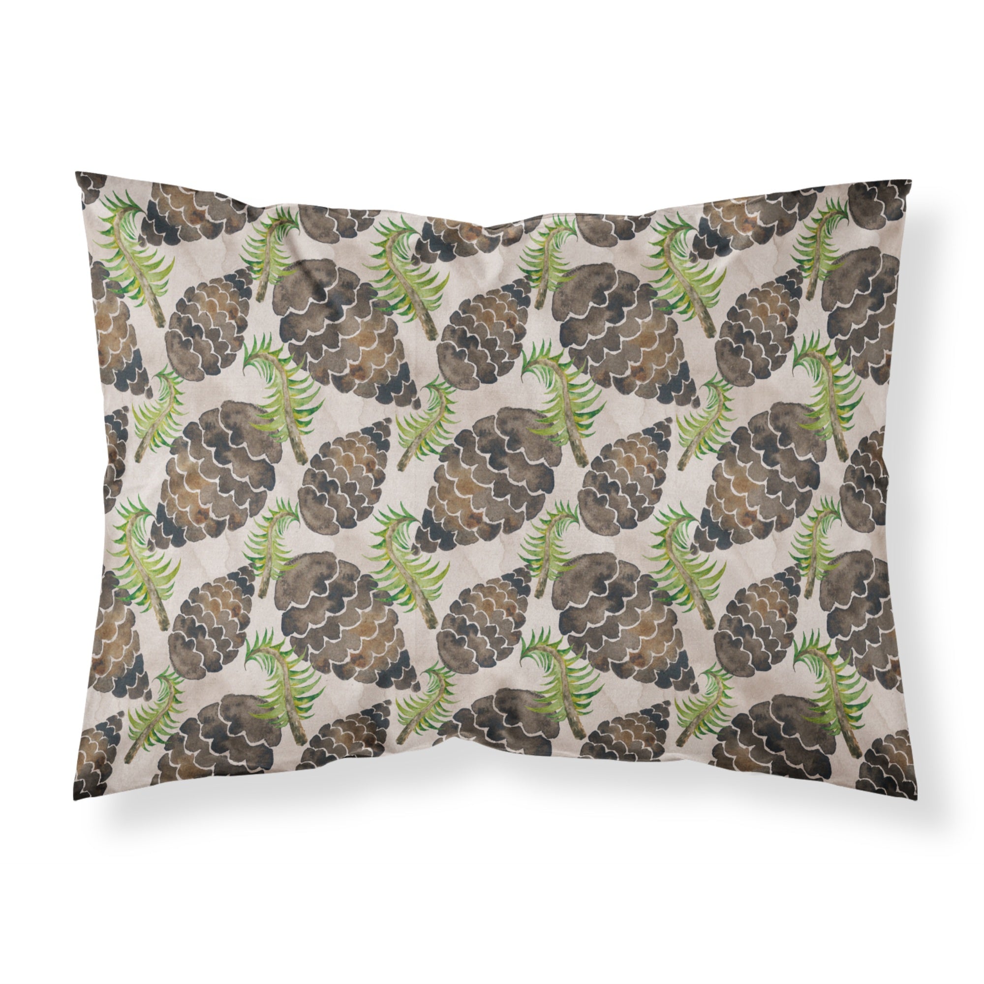 'Caroline'S Treasures Watercolor Pine Cones Pillowcase, Standard, Multicolor'