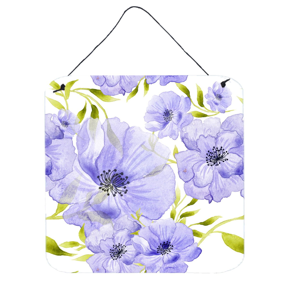 CarolineS Treasures Watercolor Blue Flowers Metal Print, 6 Inch  Inch  H X 6 Inch  Inch  W, Multicolor