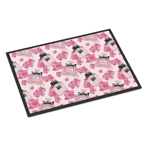 'Caroline'S Treasures Watercolor Pink Flowers And Perfume Indoor Or Outdoor Doormat, 18'' H X 27'' W, Multicolor'