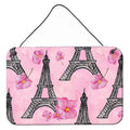 CarolineS Treasures Watercolor Pink Flowers And Eiffel Tower Metal Print, 8 Inch  Inch  H X 12 Inch  Inch  W, Multicolor
